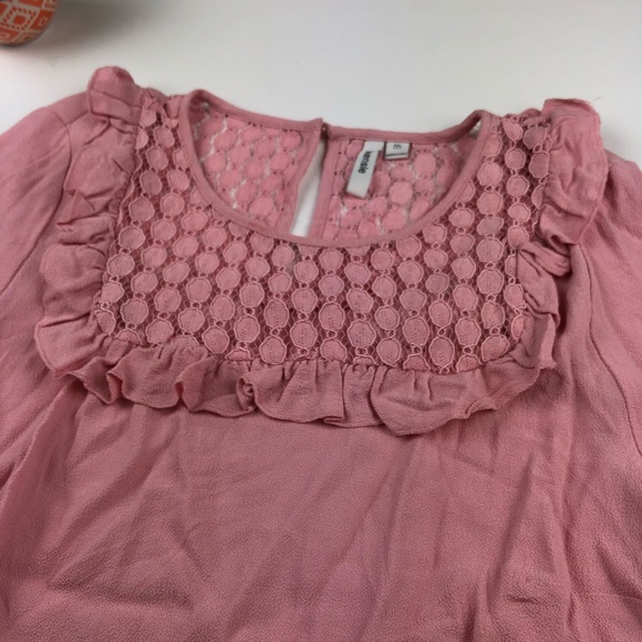 KENSIE Pink Lace Ruffled Dressy Blouse NWT - Picture 3 of 8